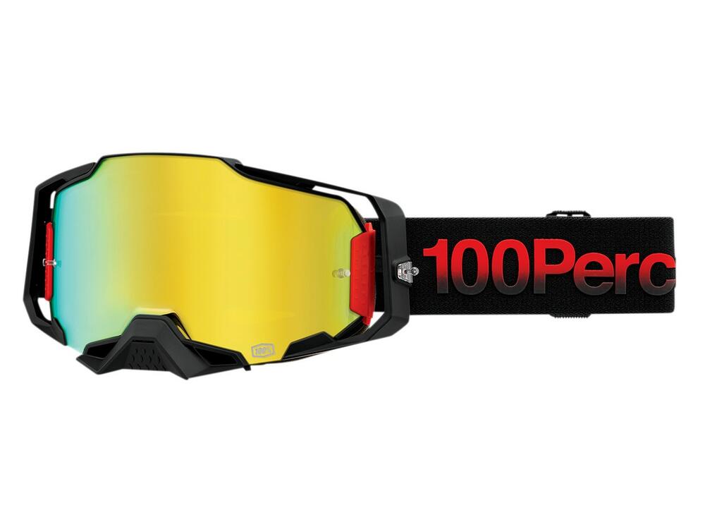 100% Crossbrille Armega - Tzar schwarz-rot - Gold verspiegeltes HD Glas