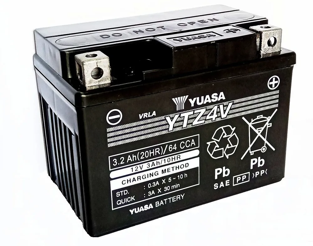Yuasa YTZ4V-BS AGM Batterie 12V 3AH CP - Einbaufertig (YTZ4S YTX4L-BS) Yuasa YTZ4V-BS AGM Batterie High Performance 12V 4 AH (CP) mit Säurepack