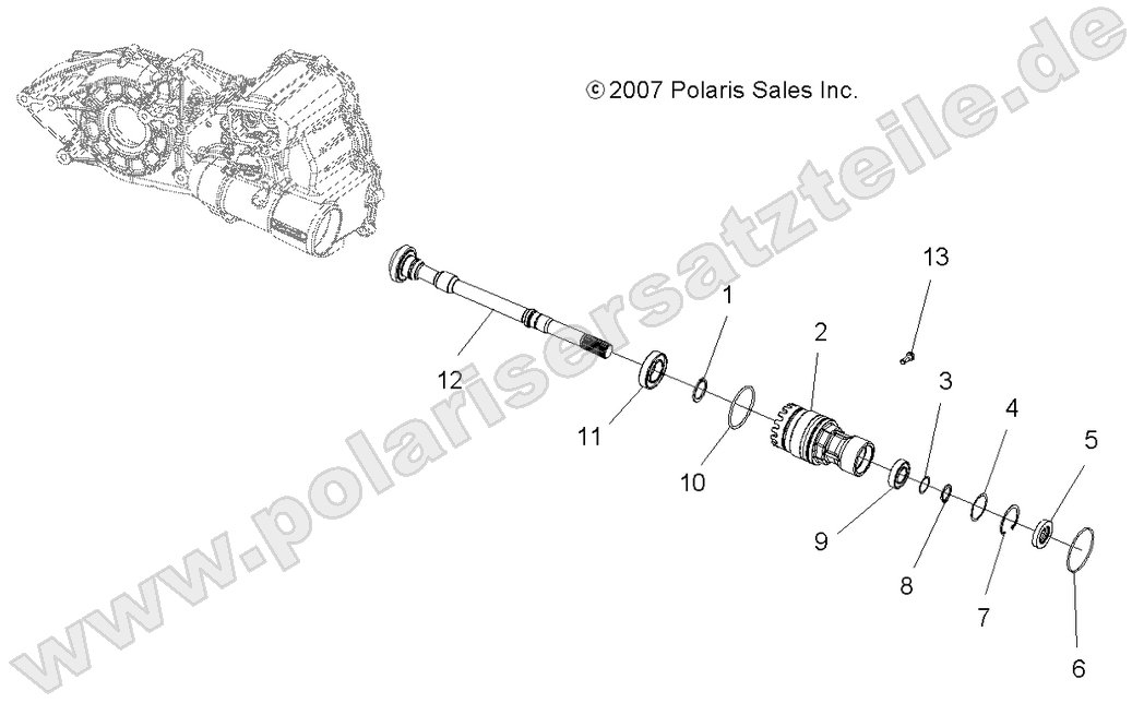 DRIVE TRAIN, GEARCASE FRONT OUTPUT SHAFT