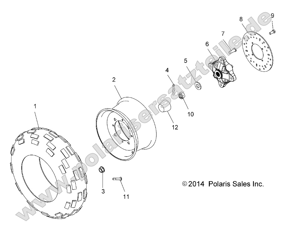 Wheels, Front Tire and Brake Disc (49ATVWHEELFRT14SP325)