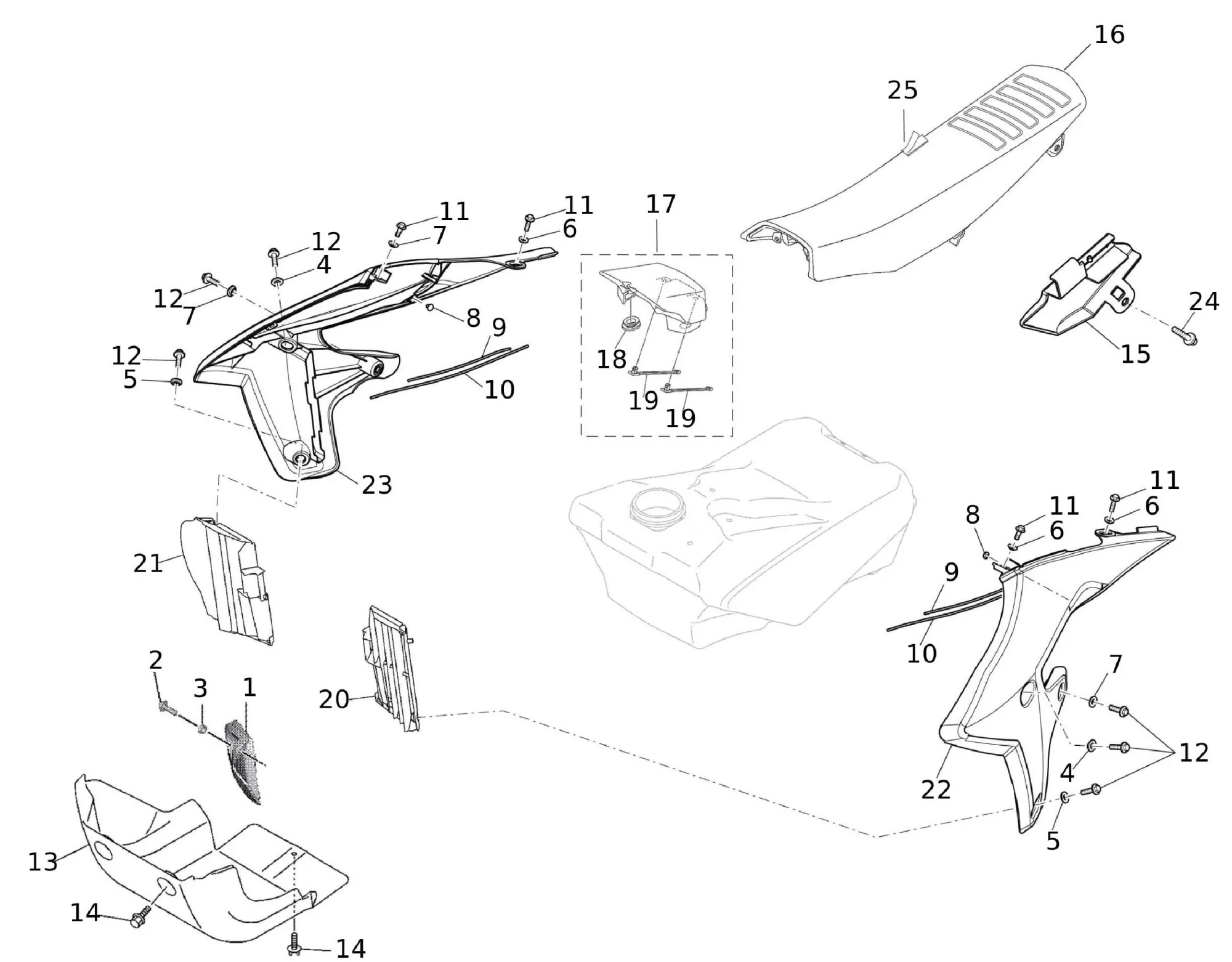 Verkleidung mitte - Sitzbank