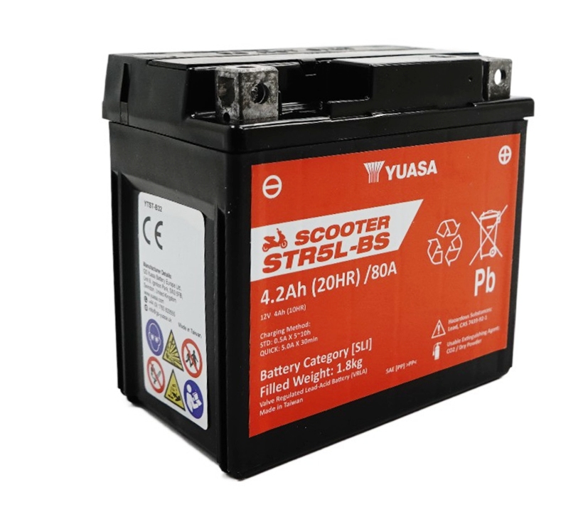 Yuasa STR5L-BS AGM Scooter Batterie 12V 4AH CP - Einbaufertig (YTX5L-BS CTX5L-BS FTX5L-BS GTX5L-BS) Yuasa STR5L-BS AGM Scooter Batterie 12V 4AH CP - Einbaufertig (YTX5L-BS CTX5L-BS FTX5L-BS GTX5L-BS)