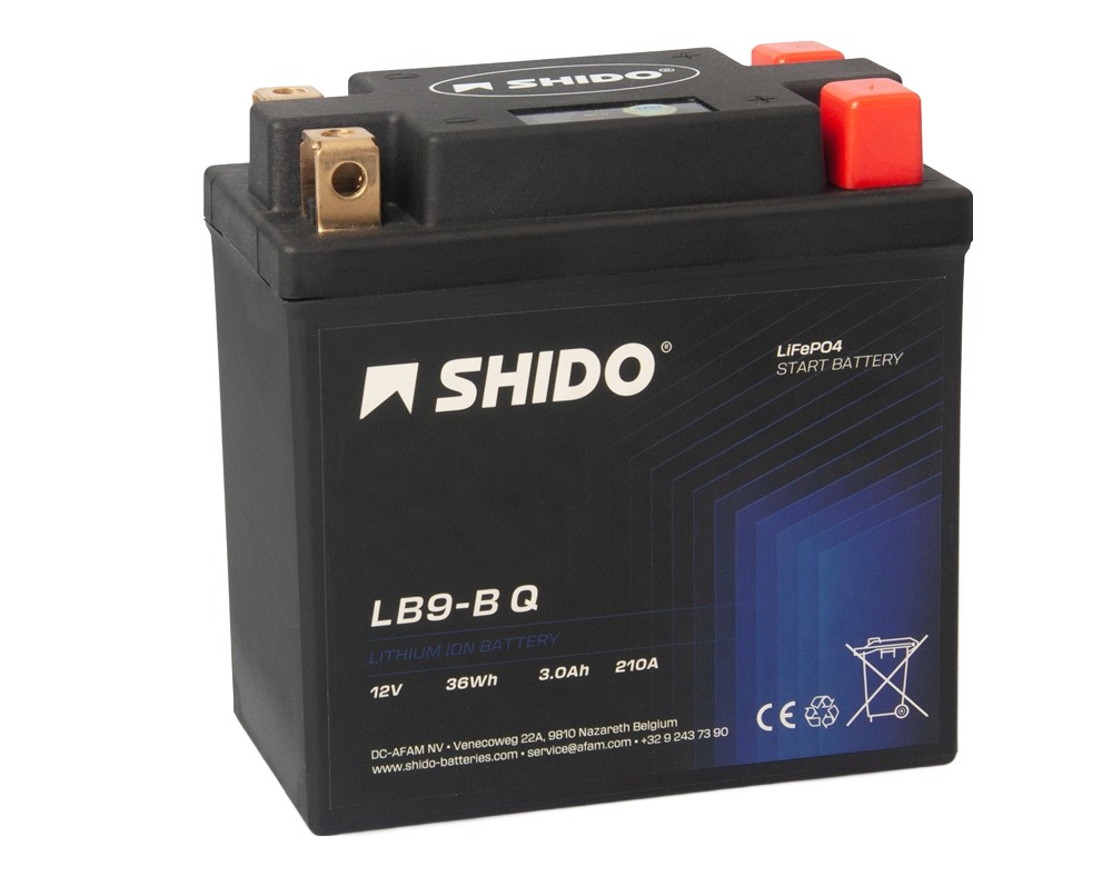 Shido LB9-B Q Lithium Ionen Batterie 12V LiFePO4 (YB9L-B YB9L-A2 YB9-B CB9-B 12N9-4B1)