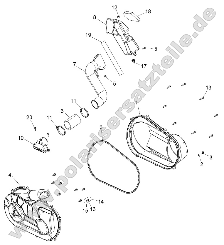 Drive Train, Clutch Cover and Ducting