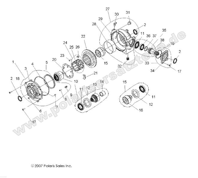 DRIVE TRAIN, FRONT GEARCASE INTERNAL COMPONENTS