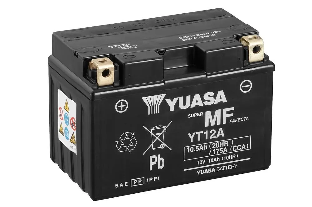 Yuasa YT12A AGM Batterie 12V 10AH WC - Einbaufertig (YT12A-BS YT12A-4 GT12A-BS) Yuasa YT12A AGM Batterie 12V 10 AH (WC) ab Werk gefüllt