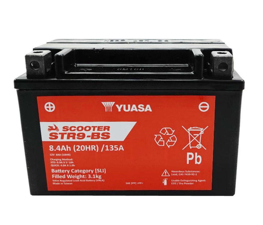 Yuasa STR9-BS AGM Scooter Batterie 12V 8AH CP - Einbaufertig (YTX9-BS GTX9-BS FTX9-BS CTX9-BS) Yuasa STR9-BS AGM Scooter Batterie 12V 8AH CP - Einbaufertig (YTX9-BS GTX9-BS FTX9-BS CTX9-BS)