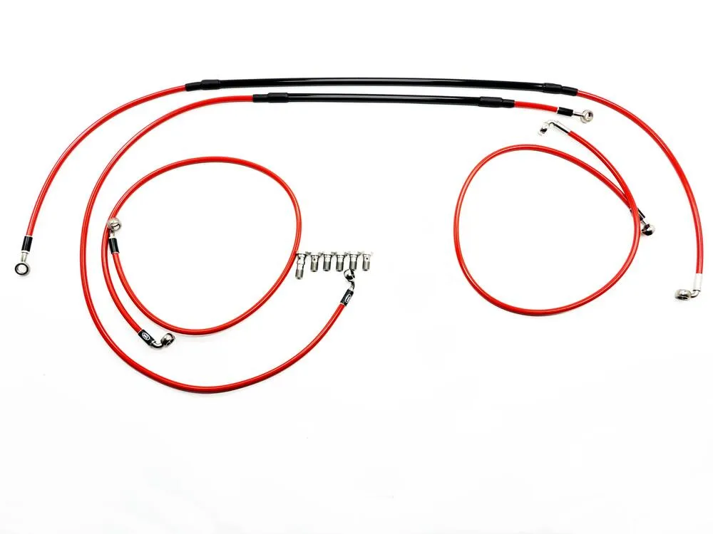 HEL Racing Stahlflex Bremsleitung Set rot - Fantic XEF 125 / XMF 125 2023-24