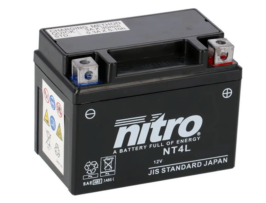 Nitro NT4L-BS AGM Batterie 12V 3AH - Einbaufertig (YTC4L-BS YB4L-B YT4L-BS)