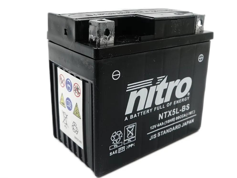Nitro NTX5L-BS AGM Batterie 12V 5AH - Einbaufertig (YTX5L-BS CTX5L-BS FTX5L-BS GTX5L-BS) Nitro NTX5L-BS AGM Batterie 12V 5AH - Einbaufertig (YTX5L-BS CTX5L-BS FTX5L-BS GTX5L-BS)