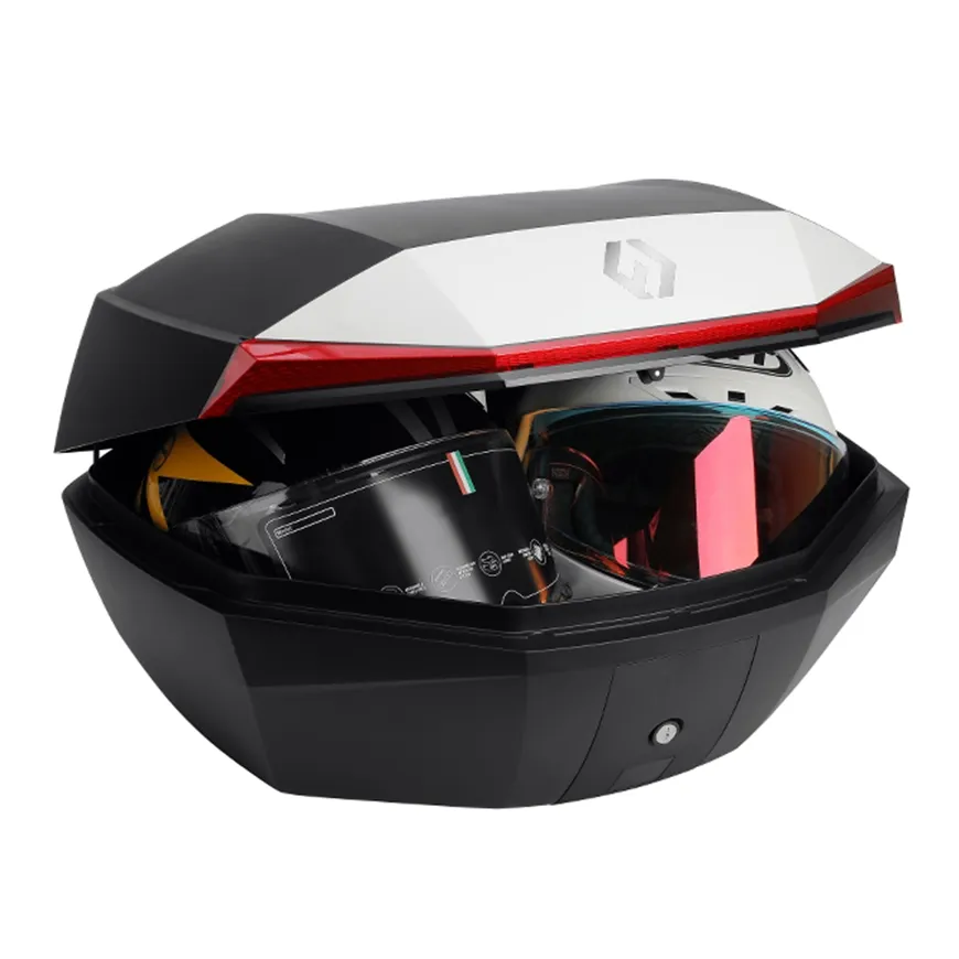 Furchtlos SHIELD L Basic Topcase - 48 Liter - weiß/rot