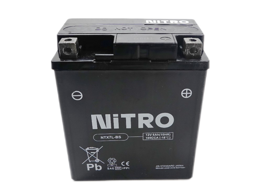 Nitro NTX7L-BS AGM Batterie 12V 6AH - Einbaufertig (YTX7L-BS FTX7L-BS) Nitro NTX7L-BS AGM Batterie 12V 6AH - Einbaufertig (YTX7L-BS FTX7L-BS)