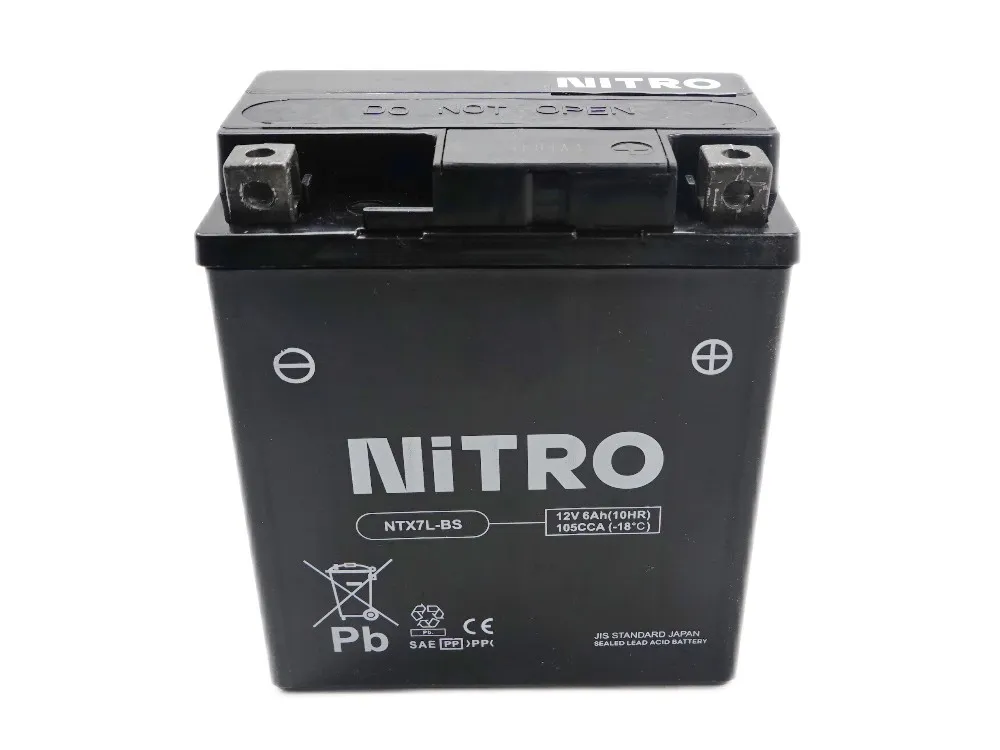 Nitro NTX7L-BS AGM Batterie 12V 6AH - Einbaufertig (YTX7L-BS FTX7L-BS) Nitro NTX7L-BS AGM Batterie 12V 6AH - Einbaufertig (YTX7L-BS FTX7L-BS)