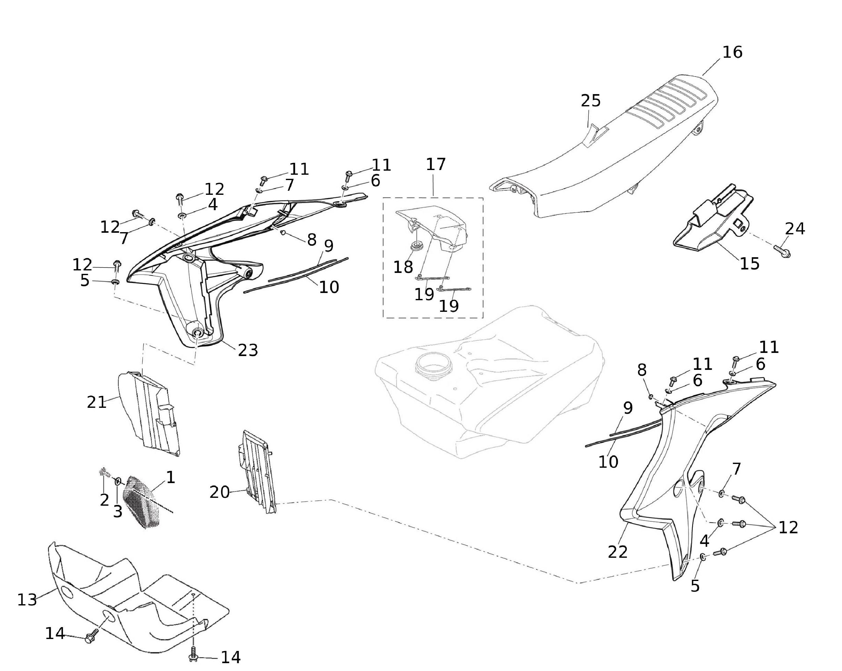 Verkleidung mitte - Sitzbank Verkleidung mitte - Sitzbank