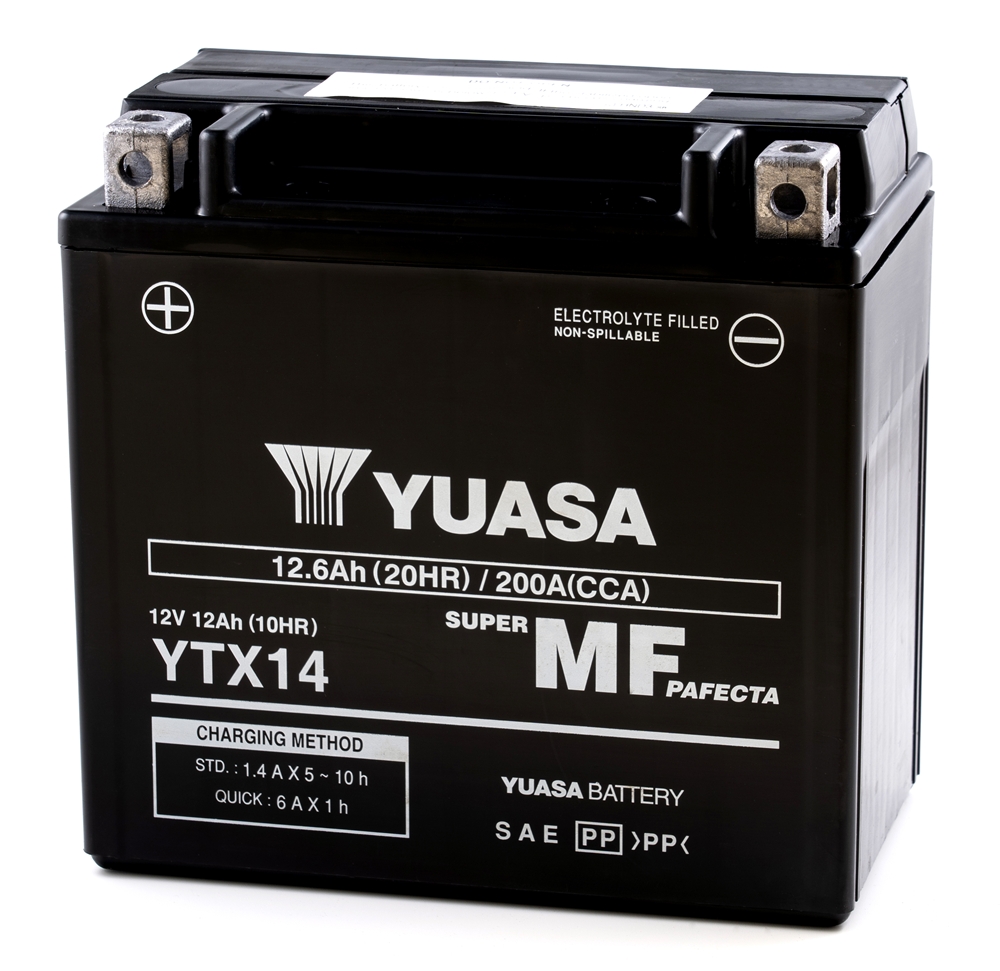 Yuasa YTX14 AGM Batterie 12V 12AH WC - Einbaufertig (YTX14-BS FTX14-BS GTX14-BS)