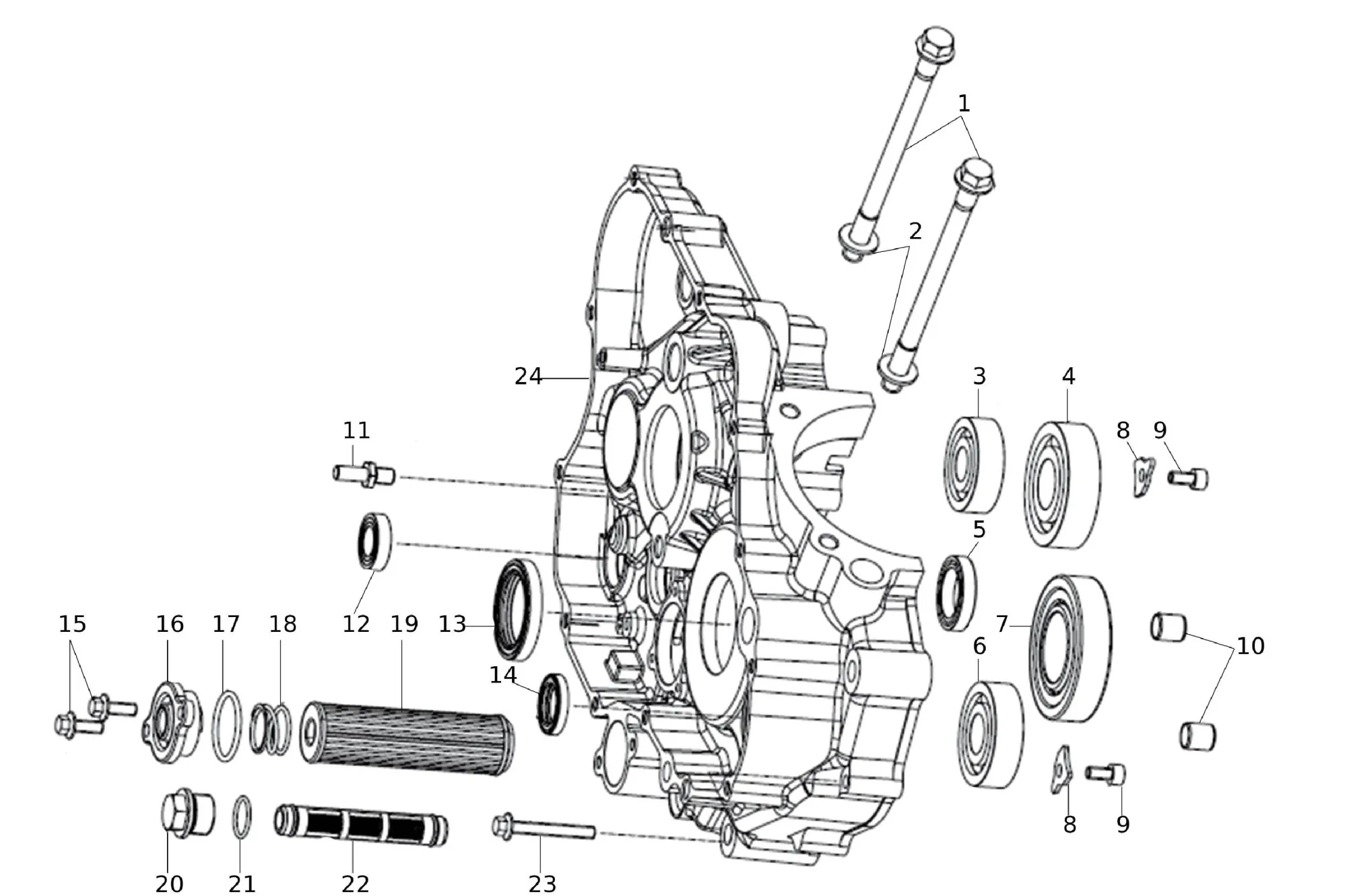 Motorgehäuse rechts / Ölfilter