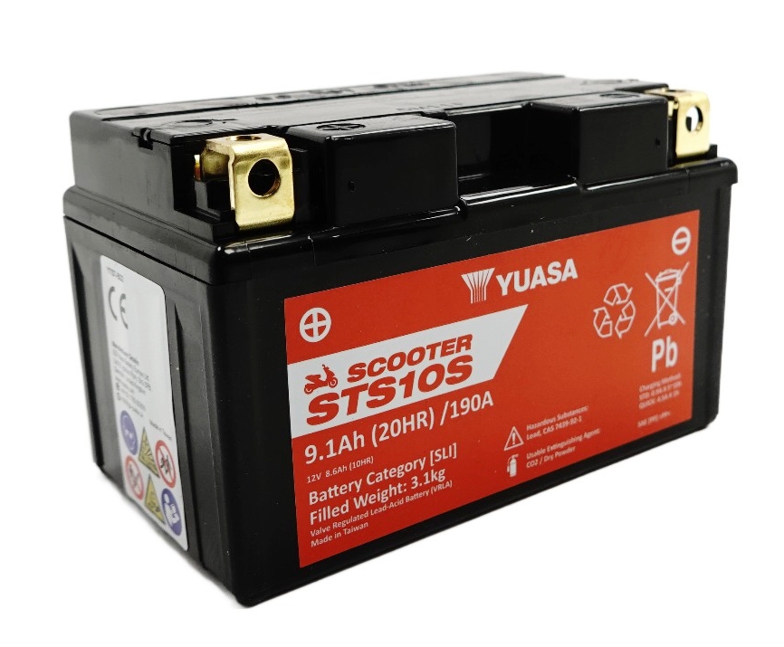 Yuasa STS10S AGM Scooter Batterie 12V 8,6AH CP - Einbaufertig (YTZ10S YTZ10S-BS YTZ10S-4)