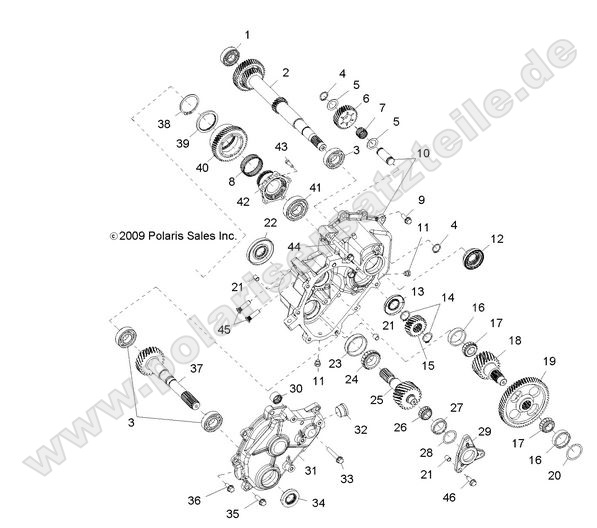 drive train main gearcase internals 1 (Built 5/16/10 and Before)