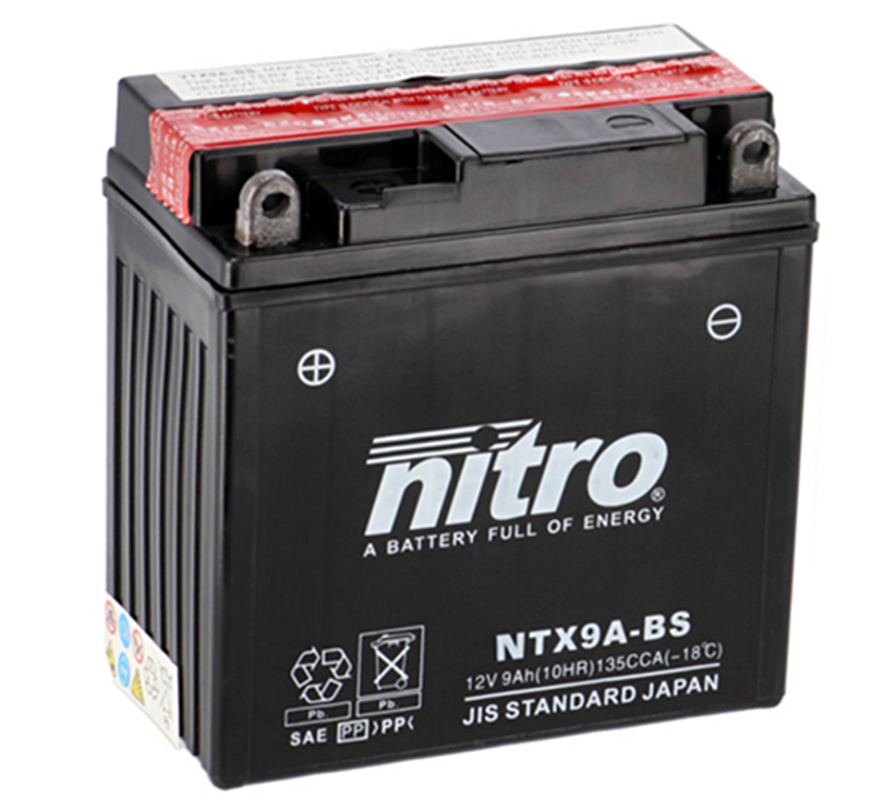 Nitro NTX9A-BS AGM Batterie 12V 9AH - Einbaufertig (YTX9A-BS YB9-BS YB9-B) Nitro NTX9A-BS AGM Batterie 12V 9AH - Einbaufertig (YTX9A-BS YB9-BS YB9-B)