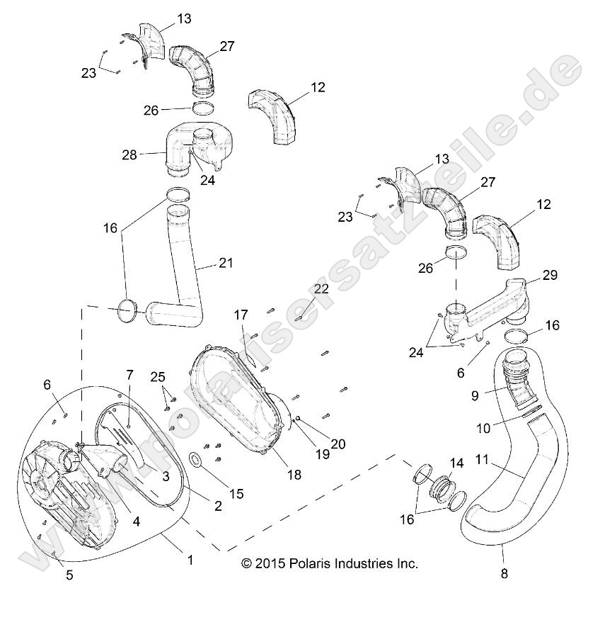 DRIVE TRAIN, CLUTCH COVER AND DUCTING