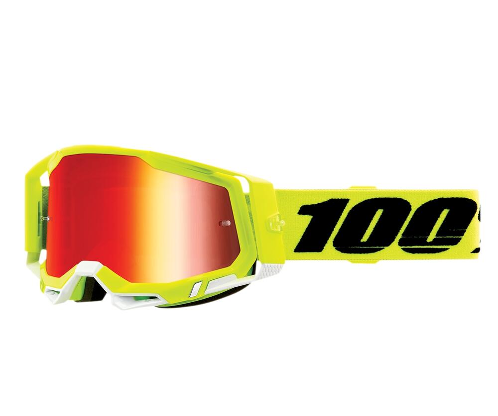 100% Crossbrille Racecraft 2 - Fluo Yellow - rot verspiegeltes Glas