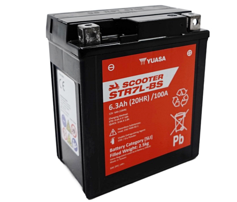Yuasa STR7L-BS AGM Scooter Batterie 12V 6AH CP - Einbaufertig (YTX7L-BS GTX7L-BS FTX7L-BS)