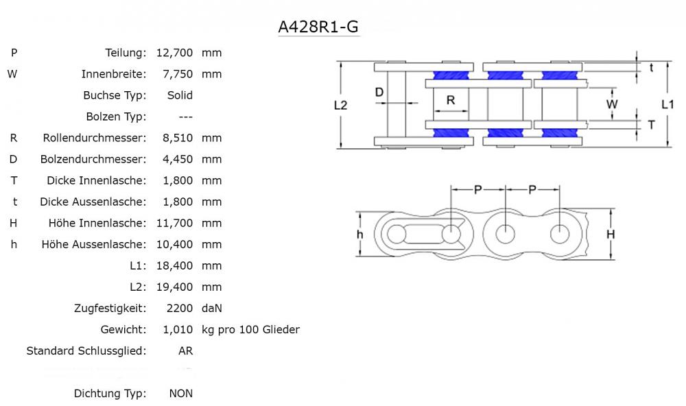 AFAM Kettenschloß AR mit Clip A428R1-G gold