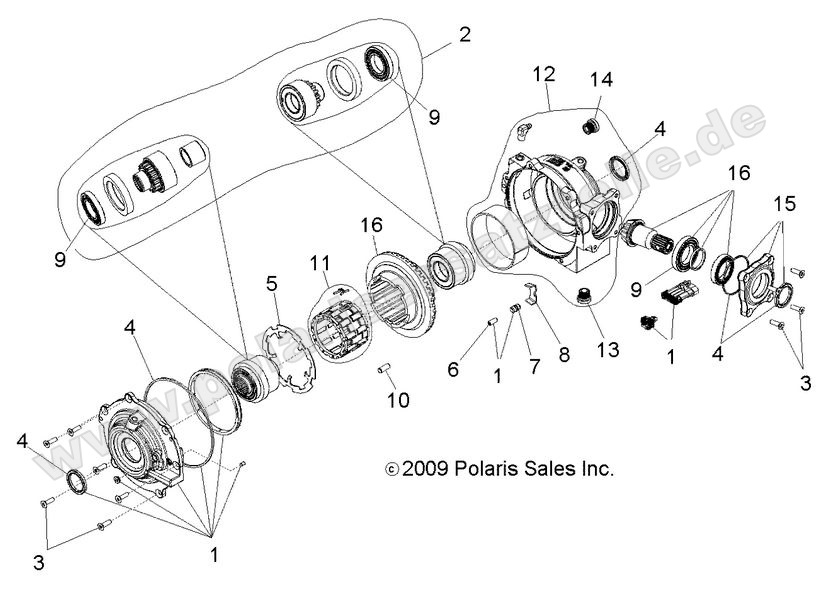drive train front gearcase internals