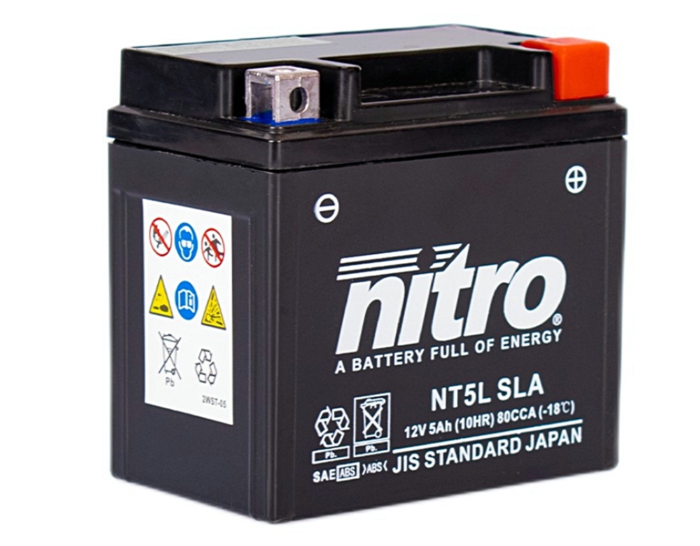 Nitro NT5L SLA GEL AGM Batterie 12V 5AH - Einbaufertig (YTX5L-BS CTX5L-BS FTX5L-BS GTX5L-BS)