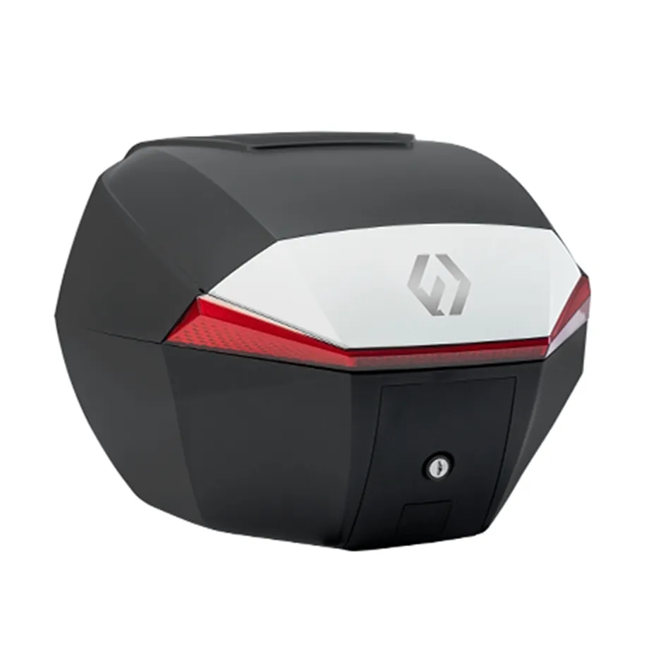 Furchtlos SHIELD S Basic Topcase - 35 Liter - weiß/rot - inkl. Montagekit