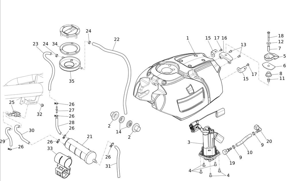 Caballero700-Auspuff Kraftstofftank