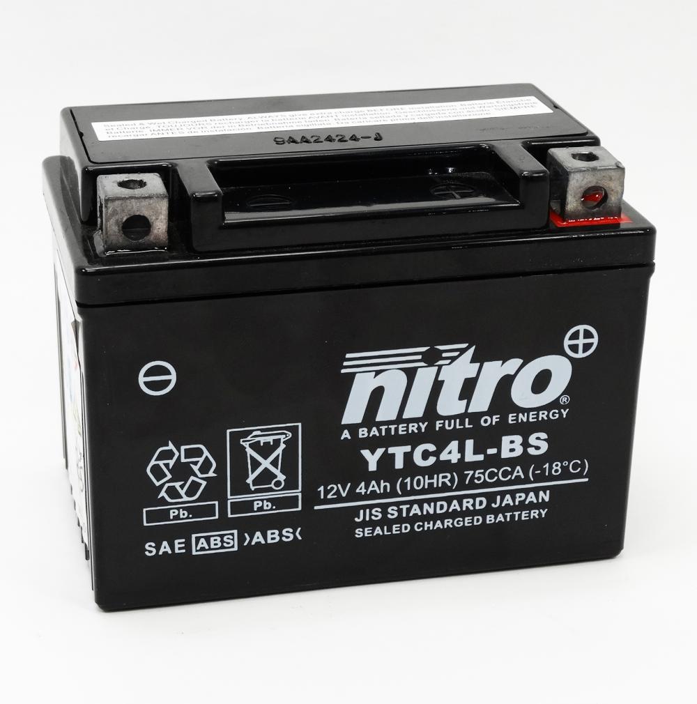 Nitro GEL YTC4L-BS AGM Batterie 12V 4AH (YB4L-B, GM4-3B, FB4L-B, 6I2P)