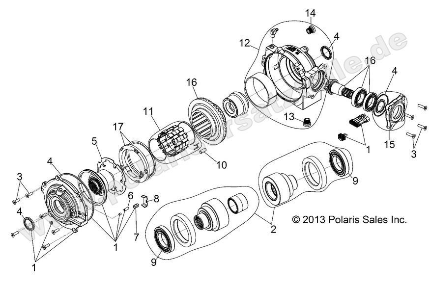 drive train front gearcase internals (Built 3/05/10 and After)