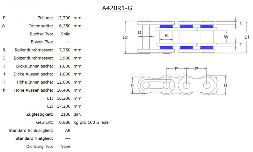 AFAM_R1_G_Kette_420_gold_schwarz_daten AFAM R1-G Kette 420 gold-schwarz - 136 Glieder - Clip Schloß - Straße / Enduro