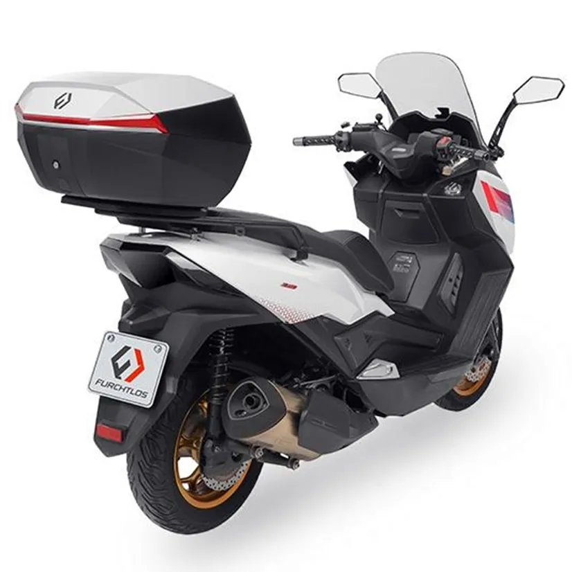 Furchtlos-SHIELD-L-Luxe-Topcase-48-Liter-weiss-rot-FU11TCUP000L25EX-100026-am-Roller Furchtlos SHIELD L Luxe Topcase - 48 Liter - weiß/rot