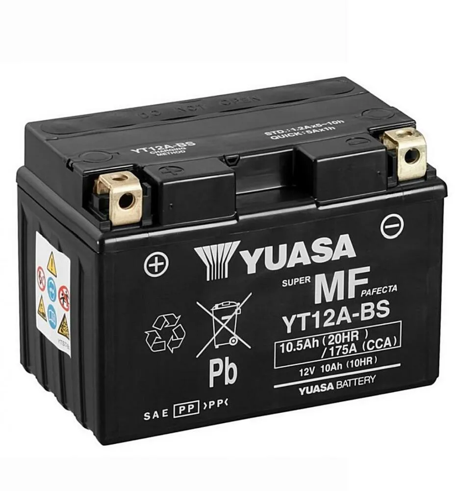 yuasa_yt12A Yuasa YT12A-BS Batterie AGM 12V 10AH (YT12A-4, 12-12A-BS, GT12A-BS)
