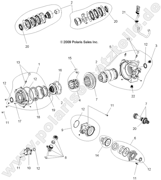 DRIVE TRAIN, FRONT GEARCASE INTERNALS (Built 3/05/10 and Before)