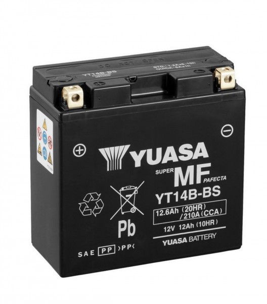 Yuasa YT14B-BS AGM Batterie 12V 12AH - Einbaufertig (YT12-B4)