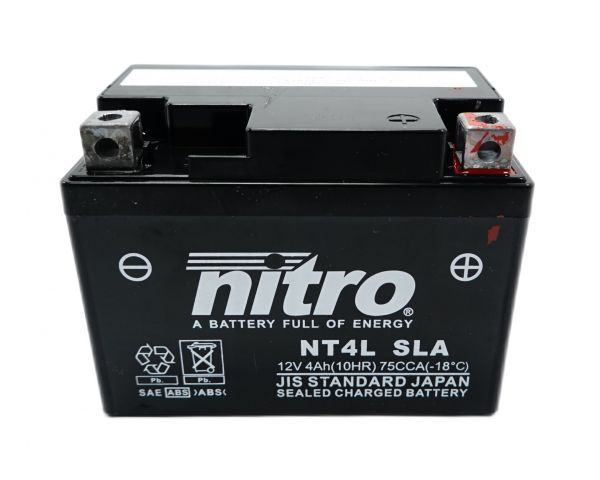 Nitro NT4L / YTC4L-BS SLA GEL AGM Batterie 12V 4AH - Einbaufertig (YB4L-B YT4L-BS)