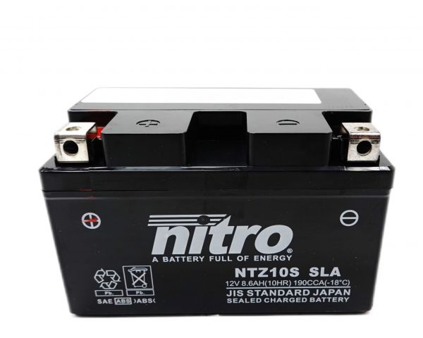 Nitro NTZ10S SLA GEL AGM Batterie 12V 8,6AH - Einbaufertig (YTZ10S YTZ10S-BS)