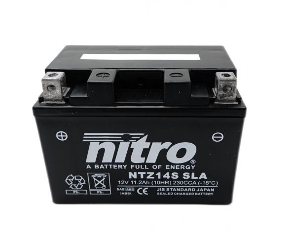 Nitro NTZ14S / YTZ14S SLA GEL AGM Batterie 12V 11,2AH - Einbaufertig (YTZ14S-BS, YTZ14S-4)