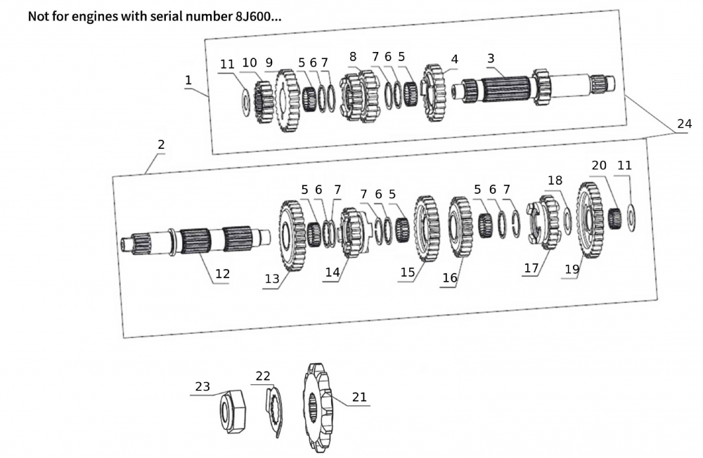 Getriebe nicht für Motornummer 8J600...